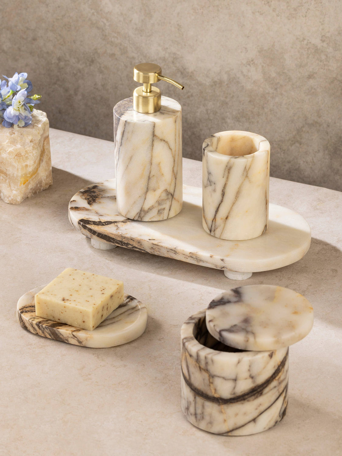 Tangier Calacatta Viola Marble Bath Set