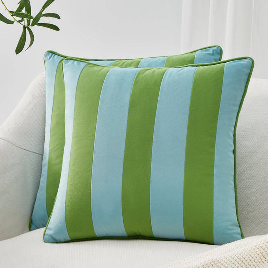 Tamarindo Velvet Pillow Covers (2-Pack) – Light Green & Light Blue