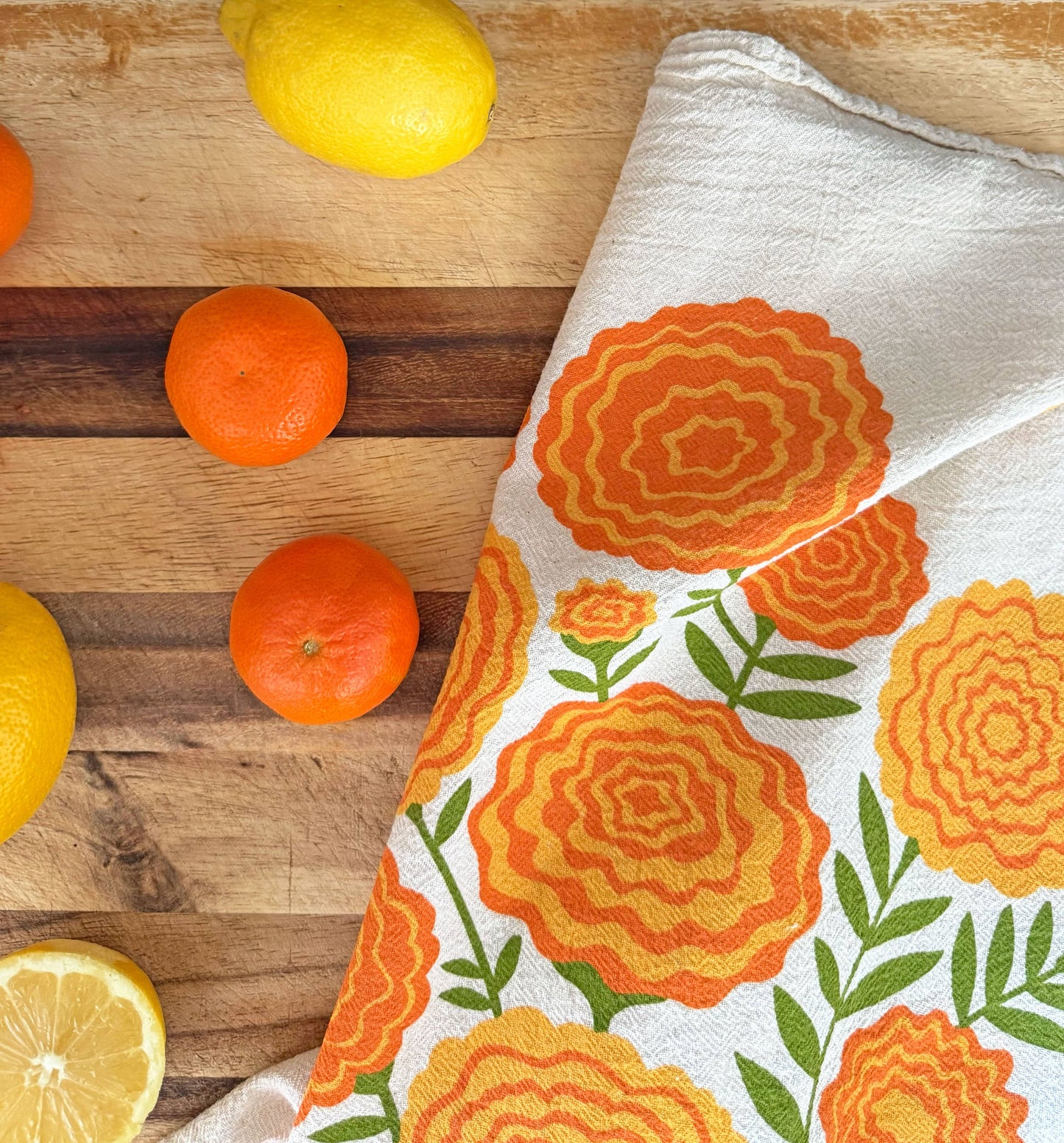 MARI BERRY (Marigold, Strawberry) - Tea Towel Set of 2