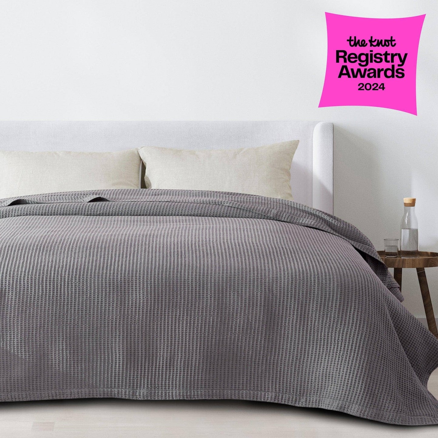 Bed Blanket - 100% Cotton Waffle Weave - Mikala Collection